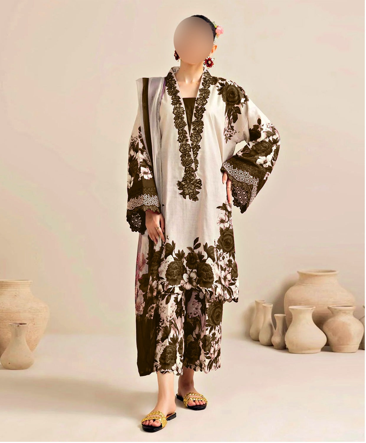 Floral Digital Printed - Unstitched 3 Piece Silk