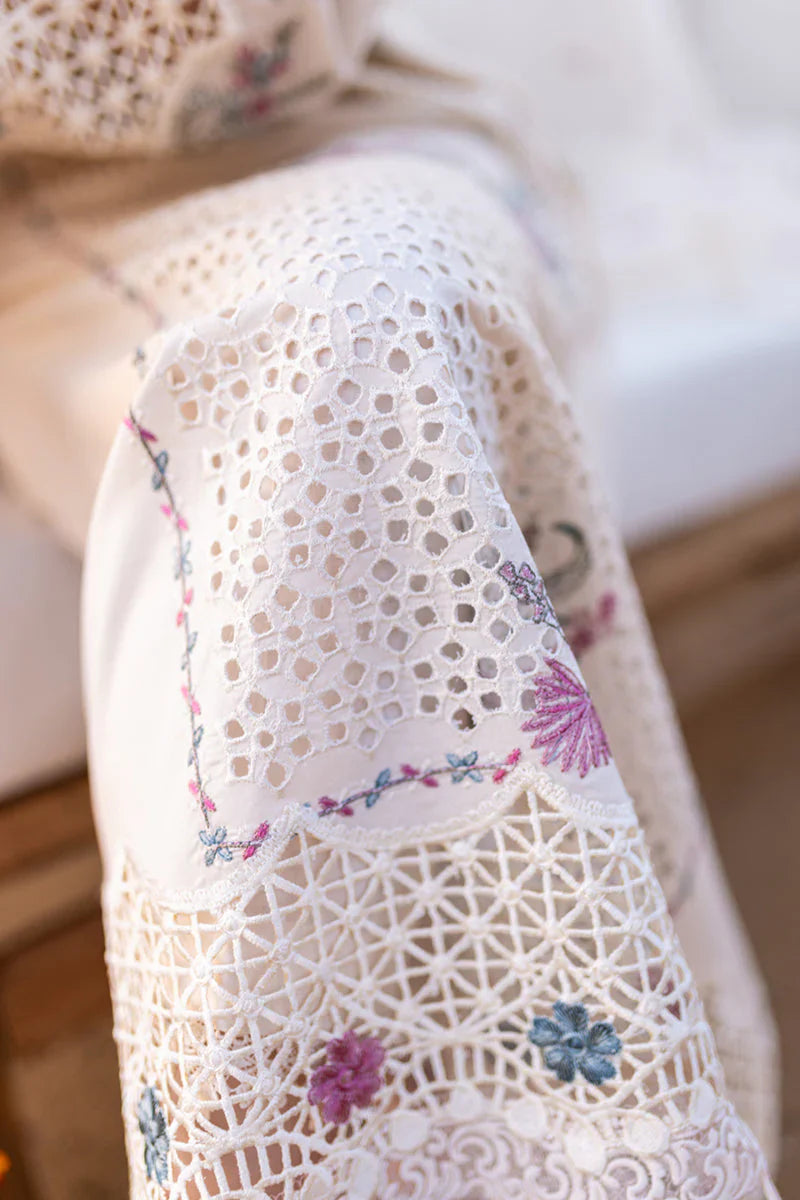 QALAMKAR - 3PC LAWN EMBROIDERED SHIRT WITH ORGANZA CUTWORK EMBROIDERED DUPATTA AND TROUSER