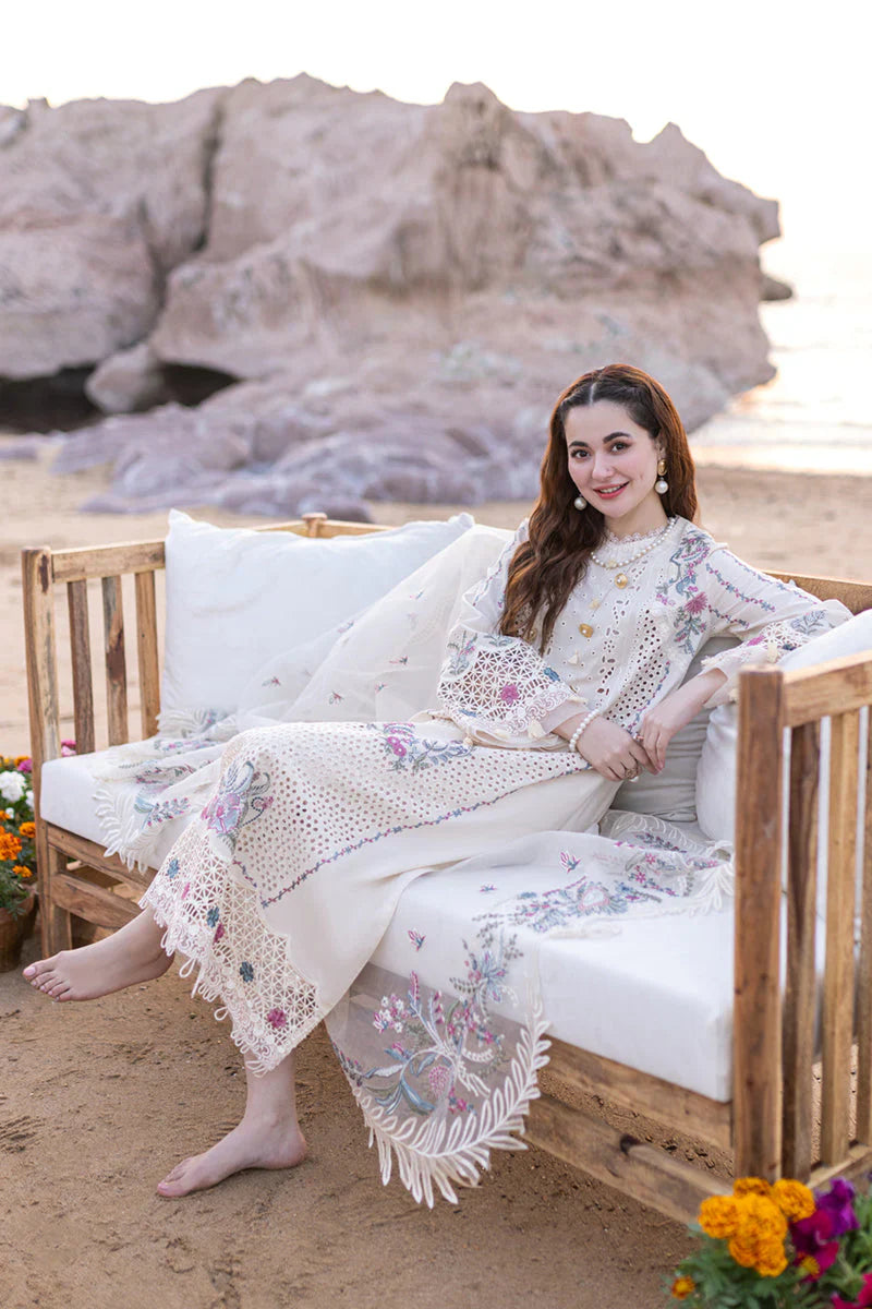 QALAMKAR - 3PC LAWN EMBROIDERED SHIRT WITH ORGANZA CUTWORK EMBROIDERED DUPATTA AND TROUSER
