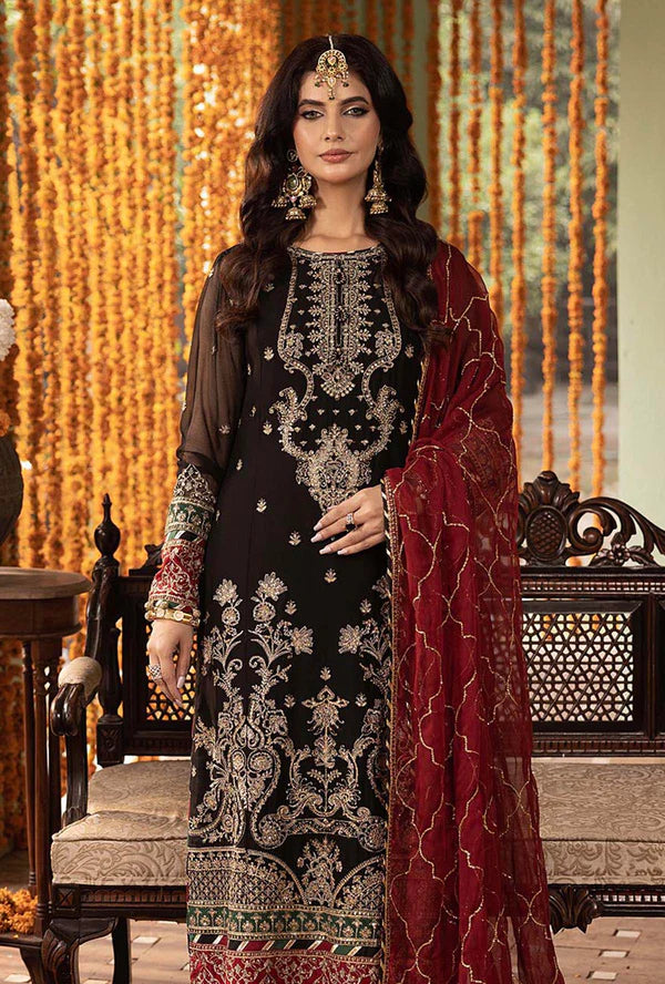 Asim jofa - Chiffon Embroidered 3 Piece Unstitched