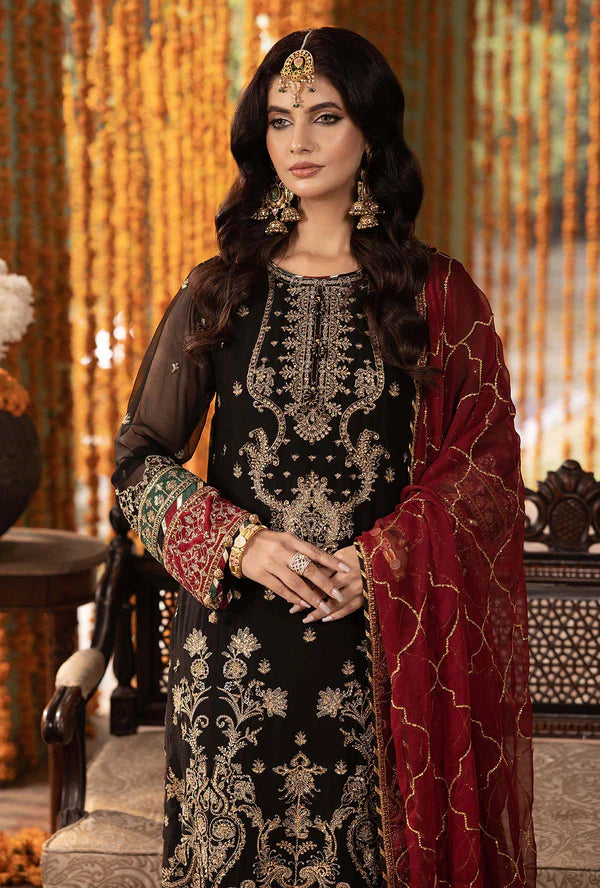 Asim jofa - Chiffon Embroidered 3 Piece Unstitched