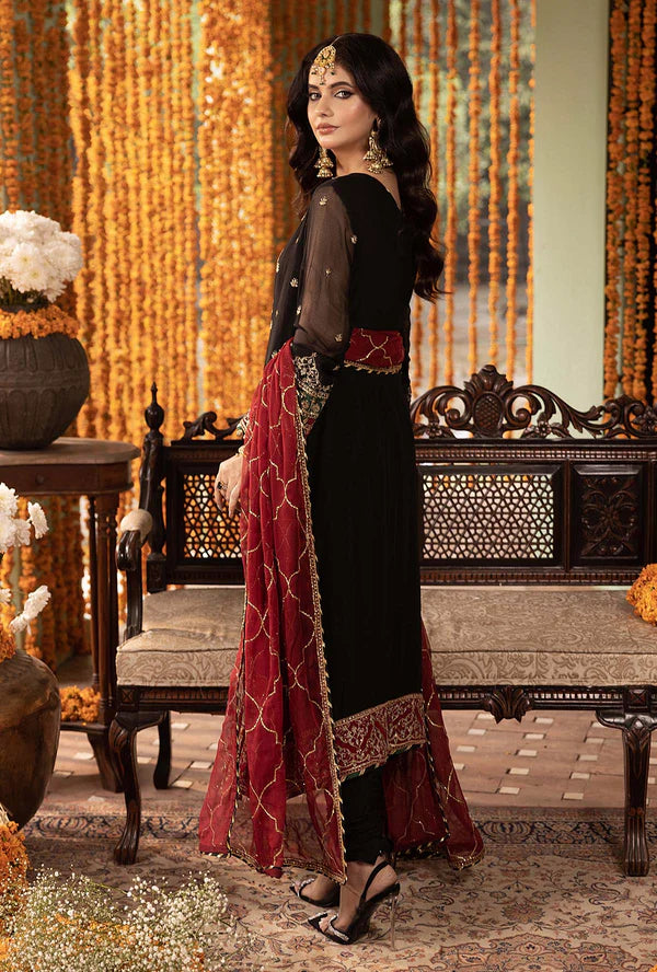 Asim jofa - Chiffon Embroidered 3 Piece Unstitched