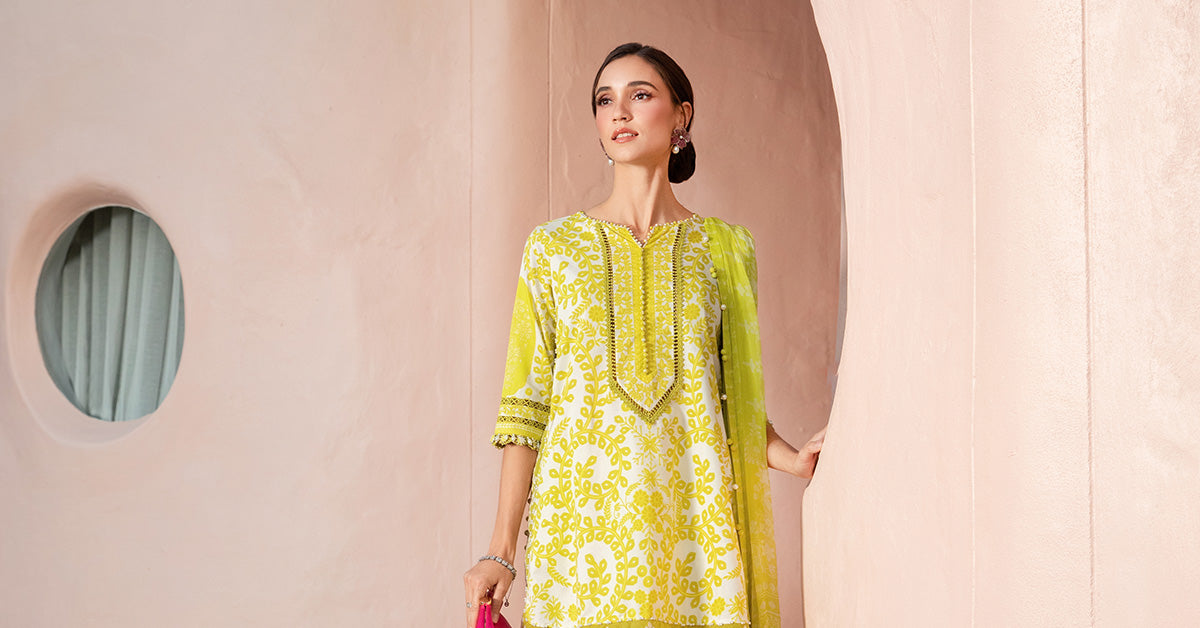 MARIA.B-3PC LAWN EMBROIDERED PRINTED SHIRT WITH CHIFFON PRINT DUPATTA AND PRINT TROUSER