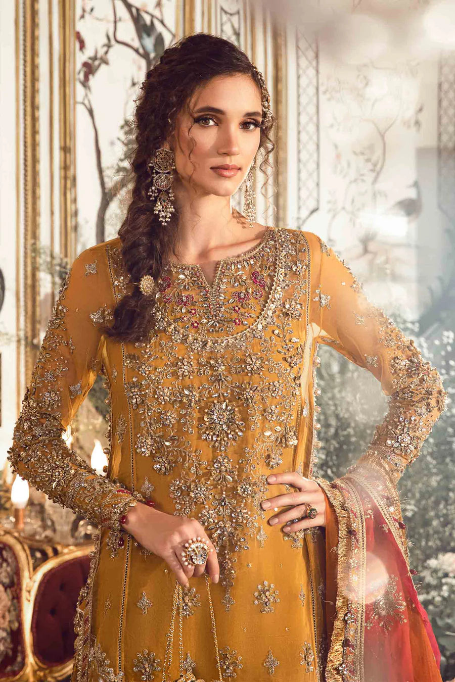 MARIA B. - Unstitched Mbroidered | Mustard BD-2707