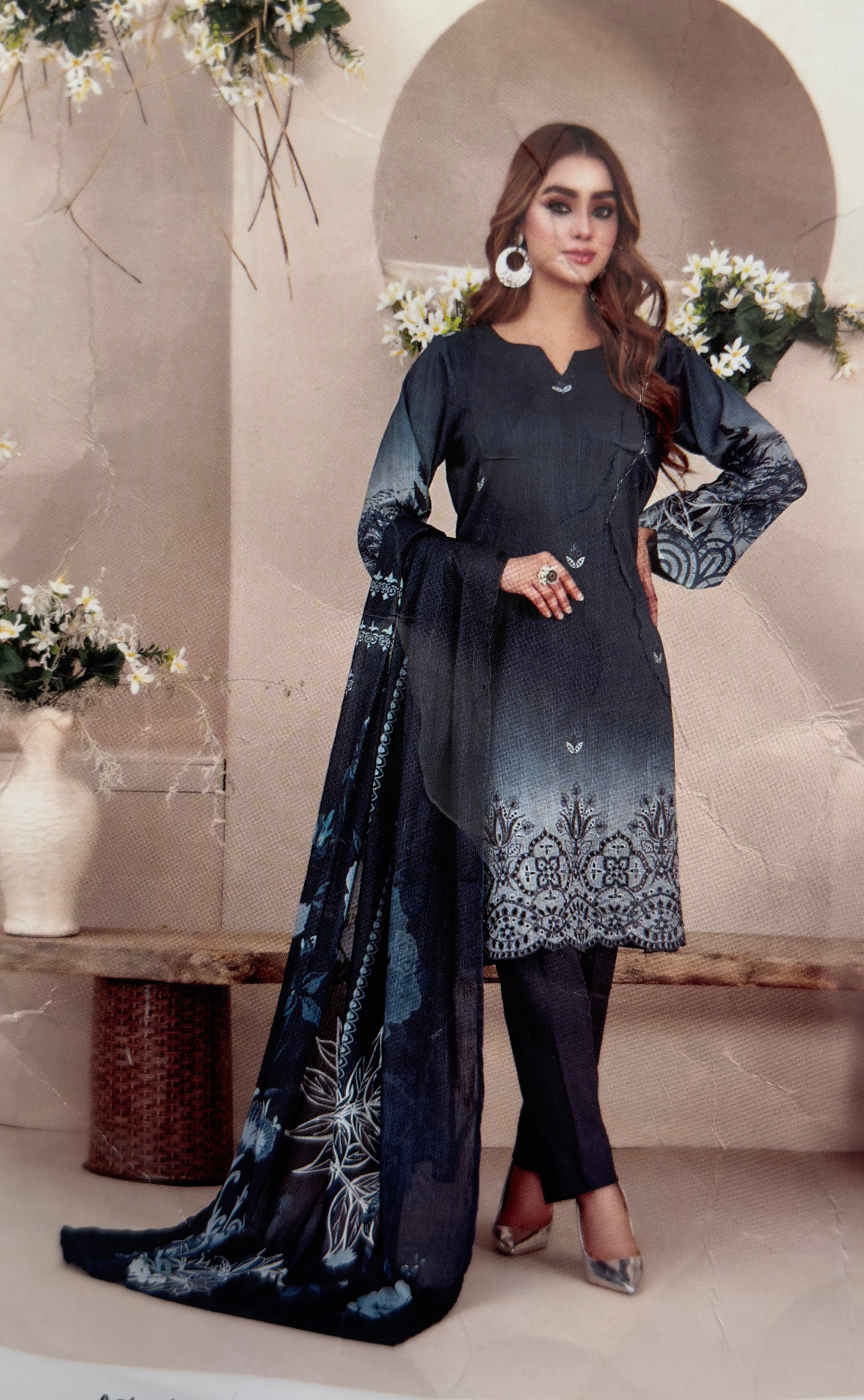 Attractive & Elegant Embroidered Lawn | 3 Piece Un-Stitched By Tawakkal Fabrics,