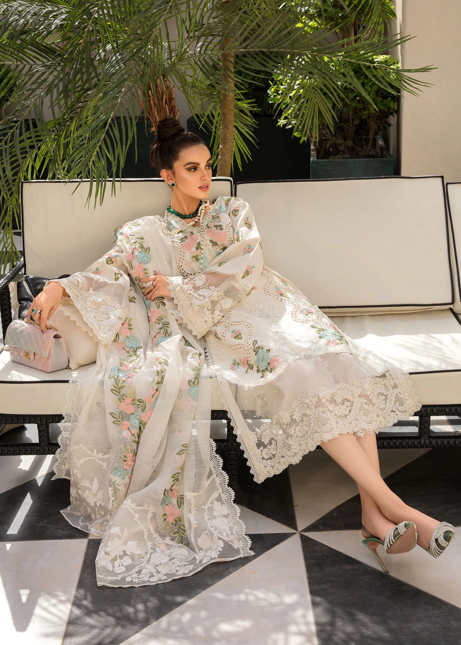 CRIMSON-  Luxury Embroidered Chikankari 3PC Unstitched