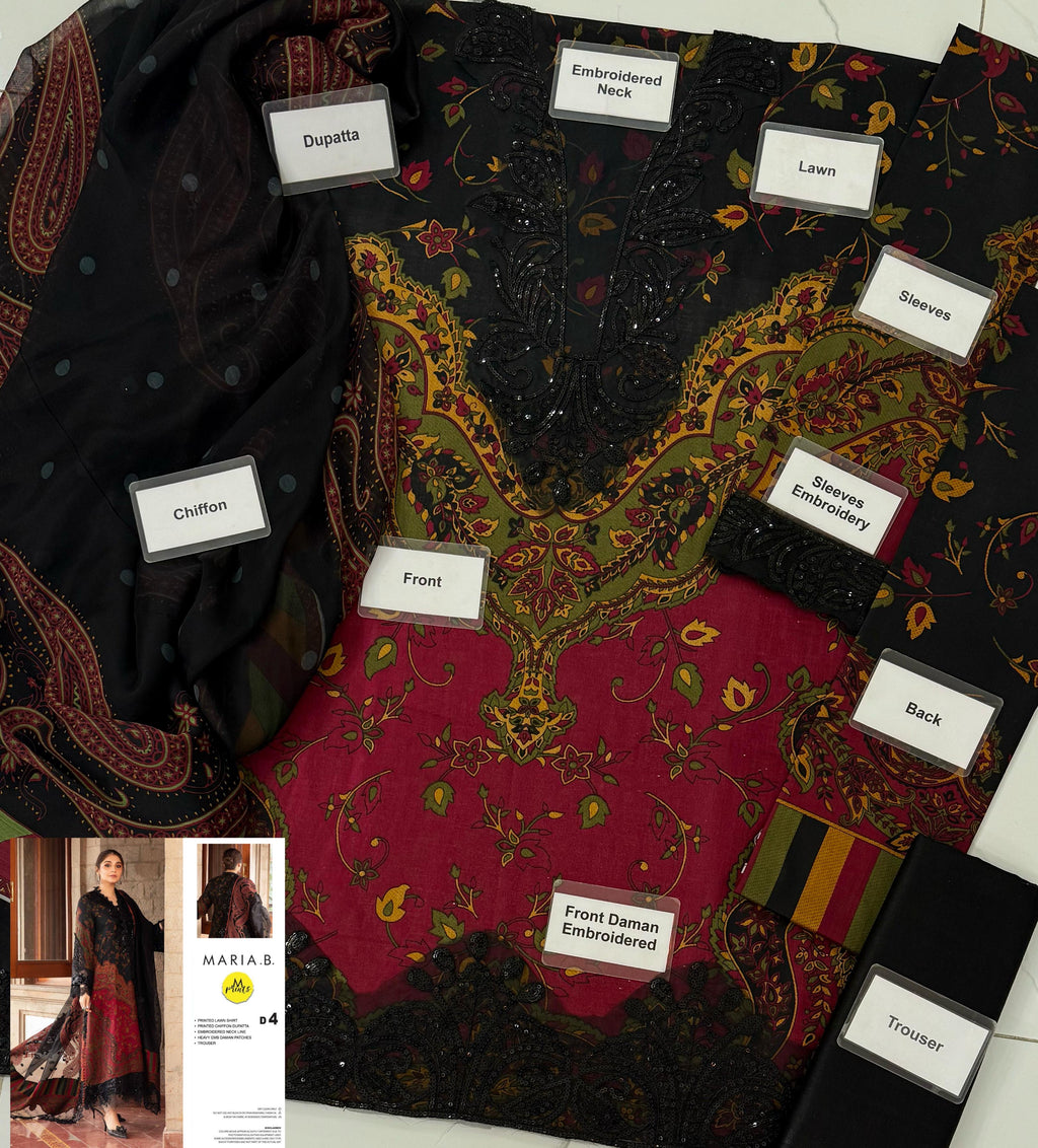 Maria B. - 3 Piece Unstitched Embroidered Lawn Suit