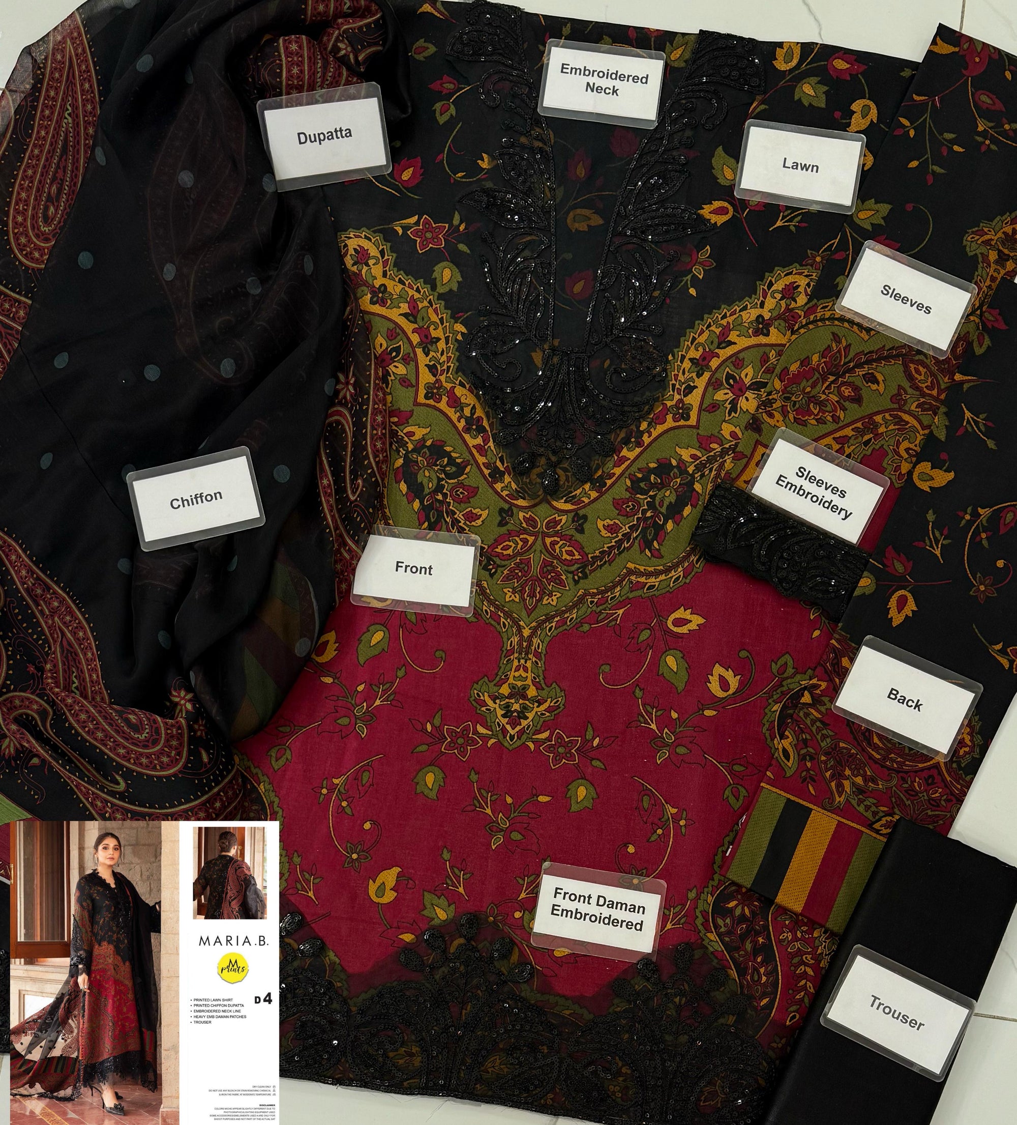 Maria B. - 3 Piece Unstitched Embroidered Lawn Suit