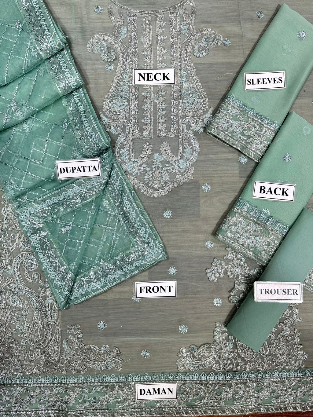 Asim jofa - Chiffon Embroidered 3 Piece Unstitched