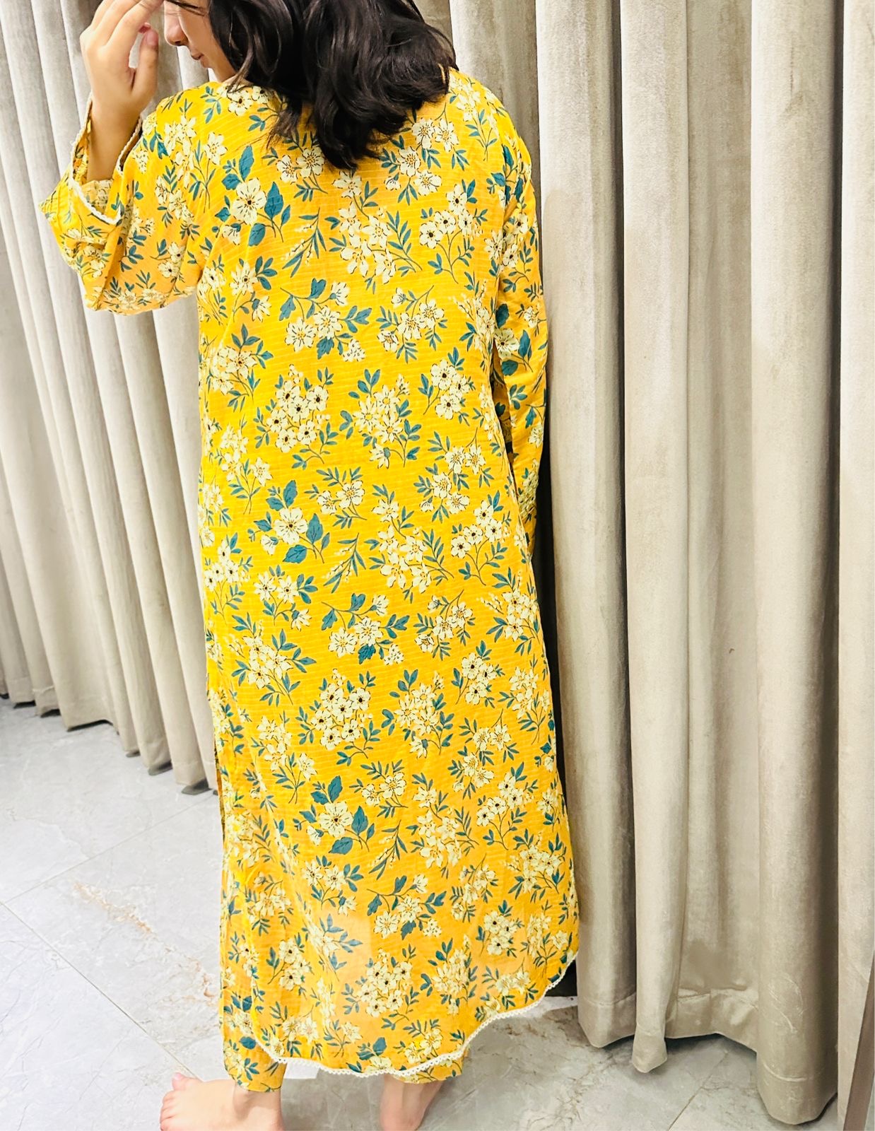 Floral Bloom - Mustard Yellow Stitched 2-Piece Lawn Suit