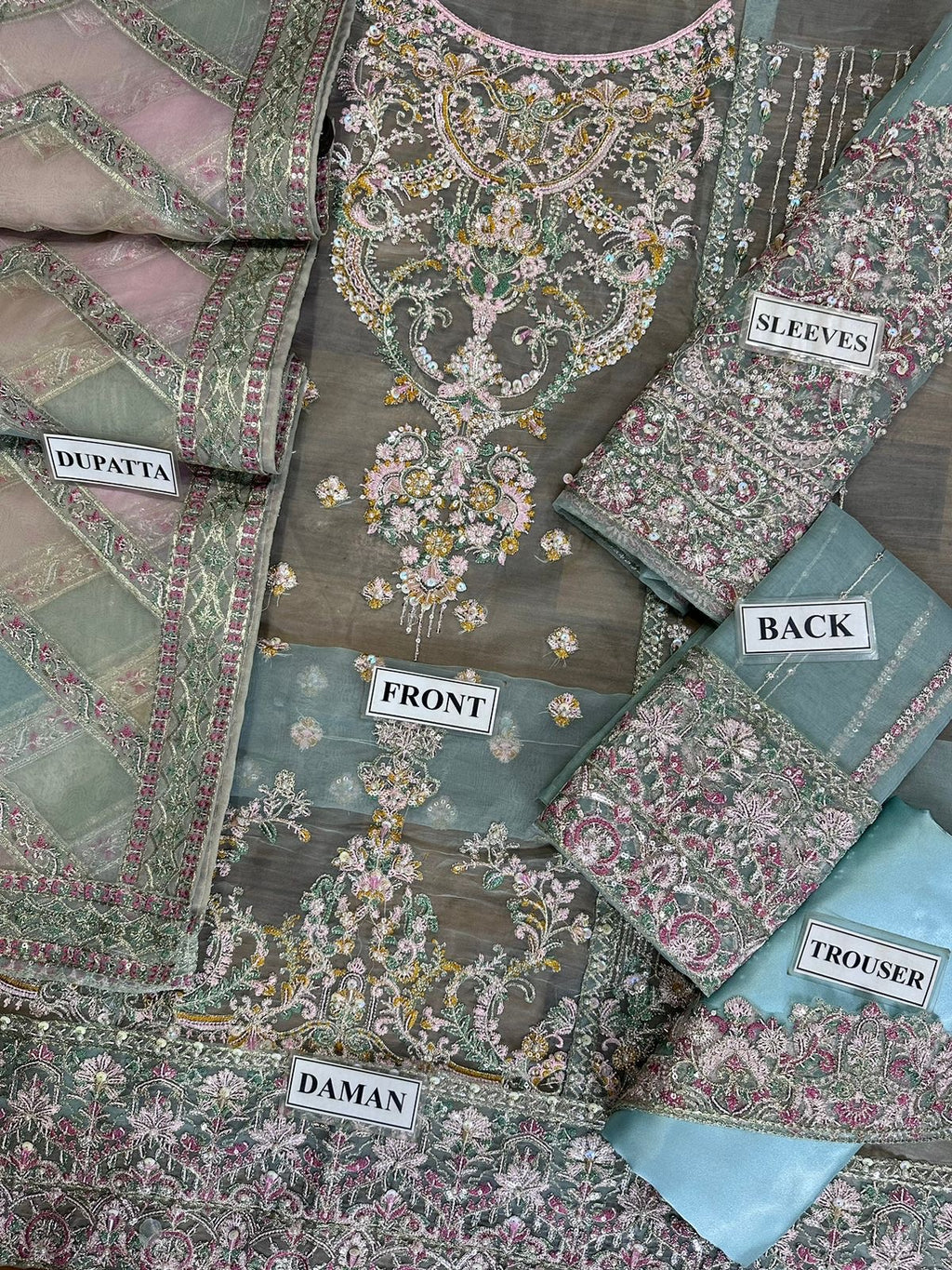 Kanwal Malik - Organza Suit with satin Silk Trouser