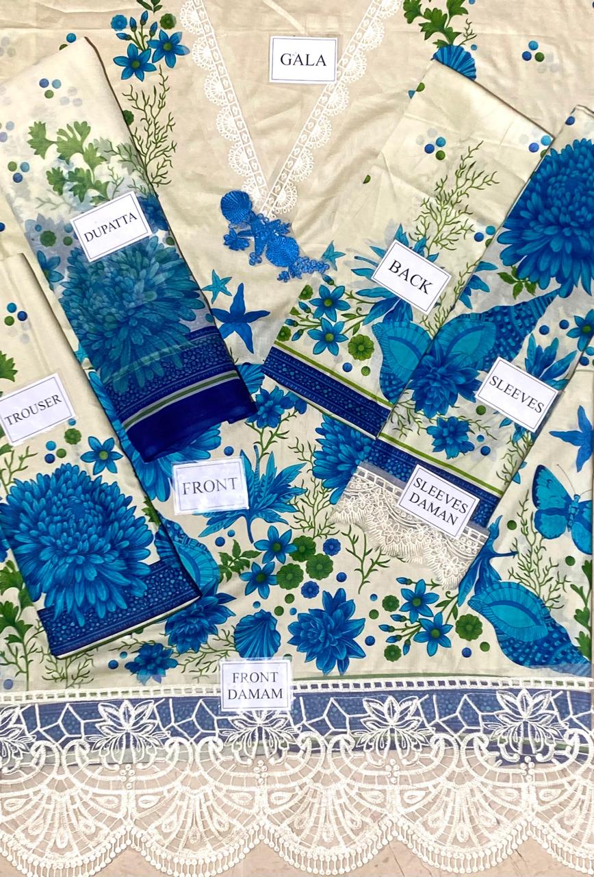 MARIA.B. - Unstitched Lawn Embroidered 3 Piece