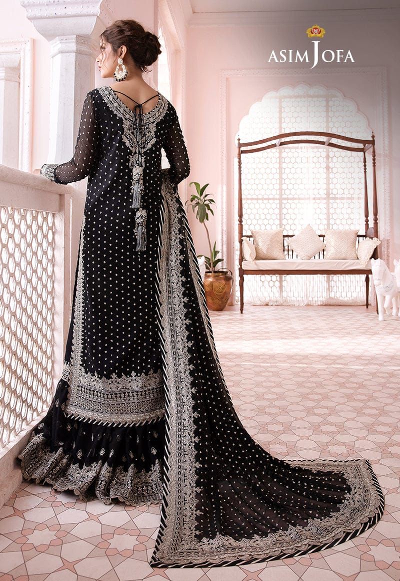 Asim jofa - Chiffon Embroidered 3 Piece Unstitched