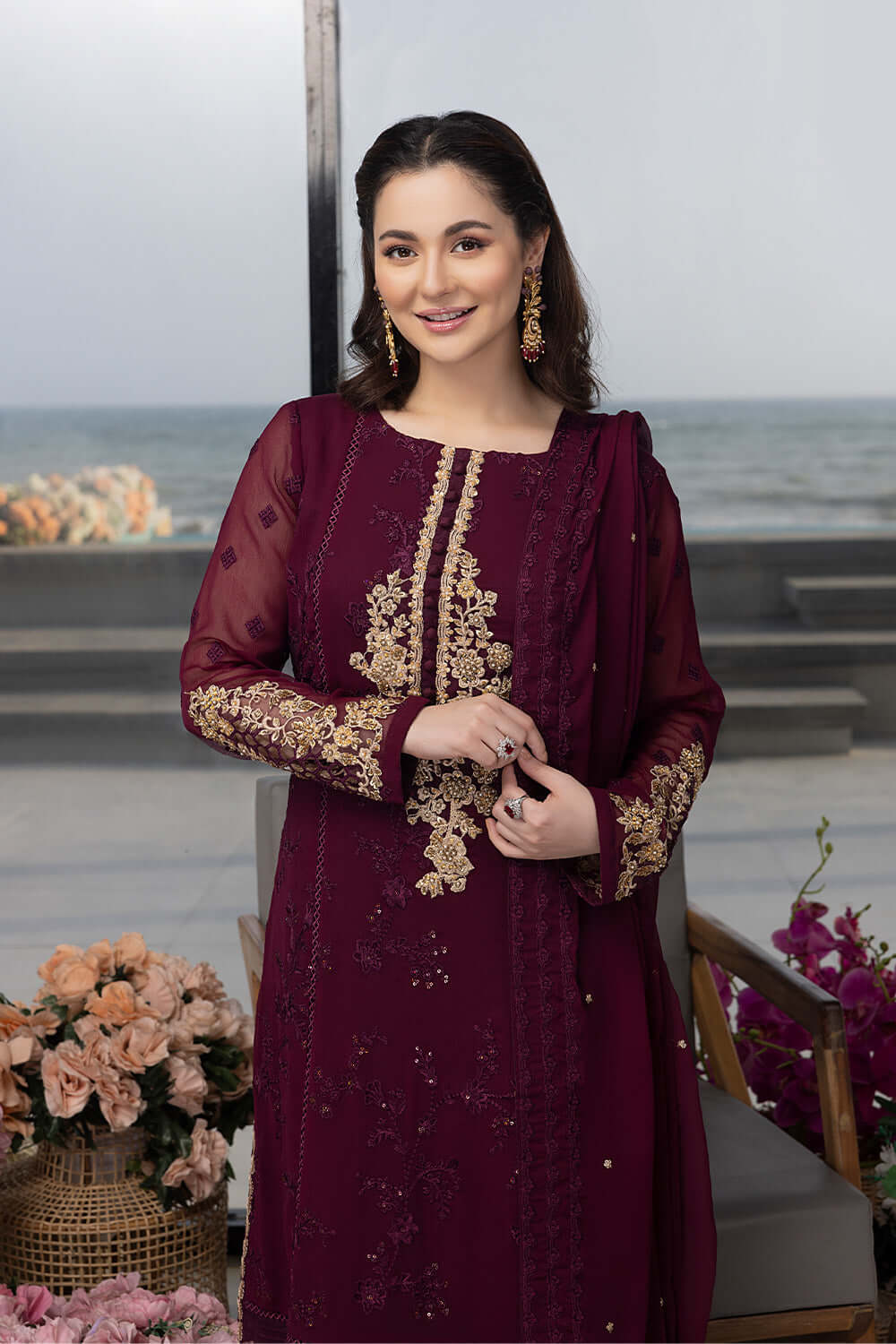 AZURE- Luxury Embroidered Chiffon 3PC Unstitched