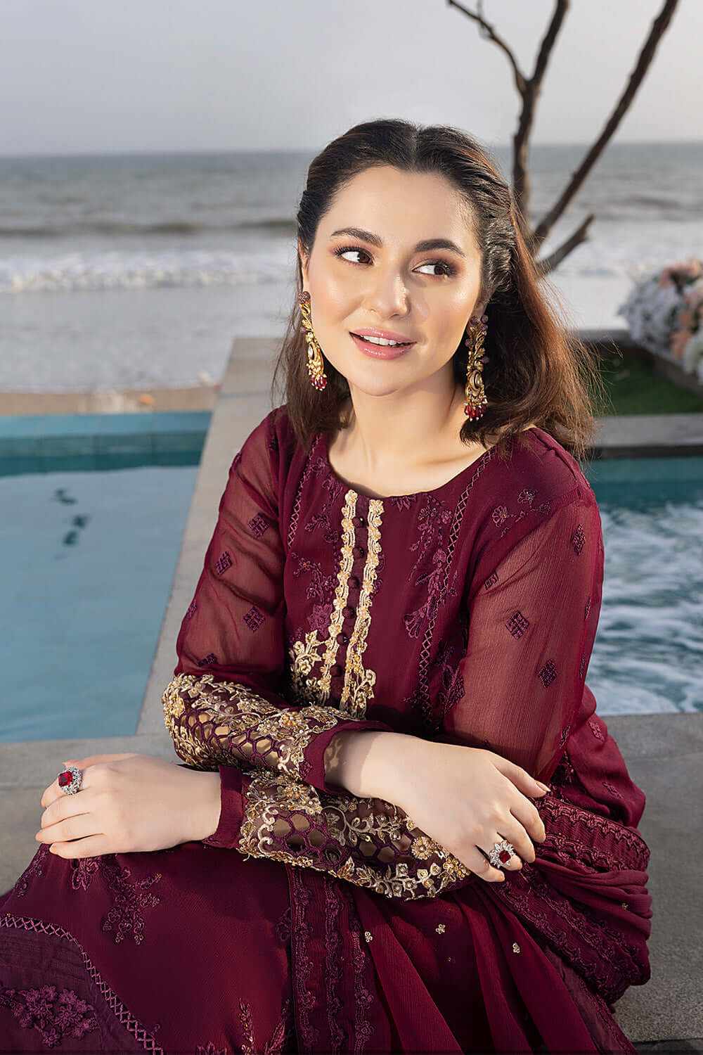 AZURE- Luxury Embroidered Chiffon 3PC Unstitched