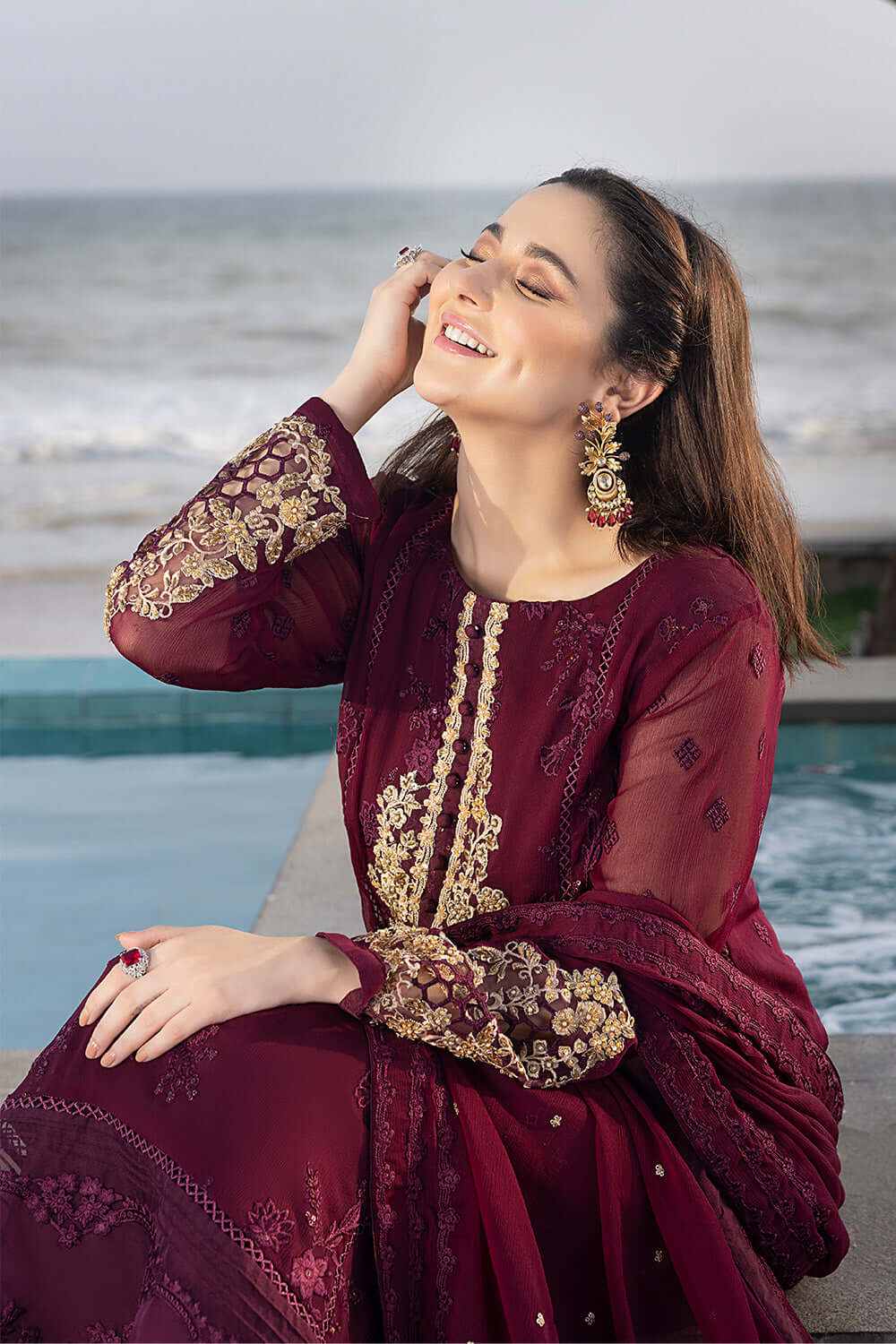 AZURE- Luxury Embroidered Chiffon 3PC Unstitched
