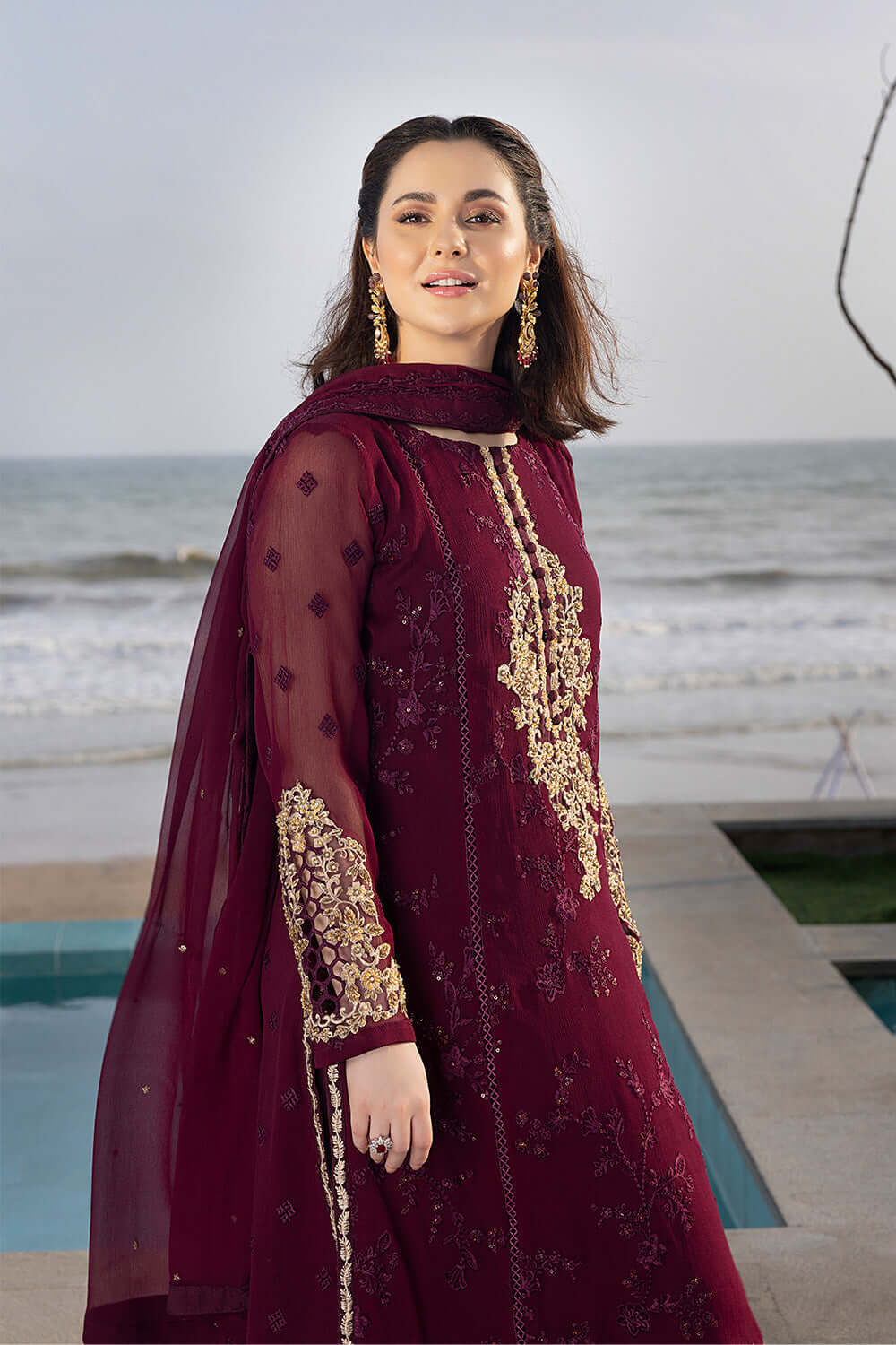 AZURE- Luxury Embroidered Chiffon 3PC Unstitched
