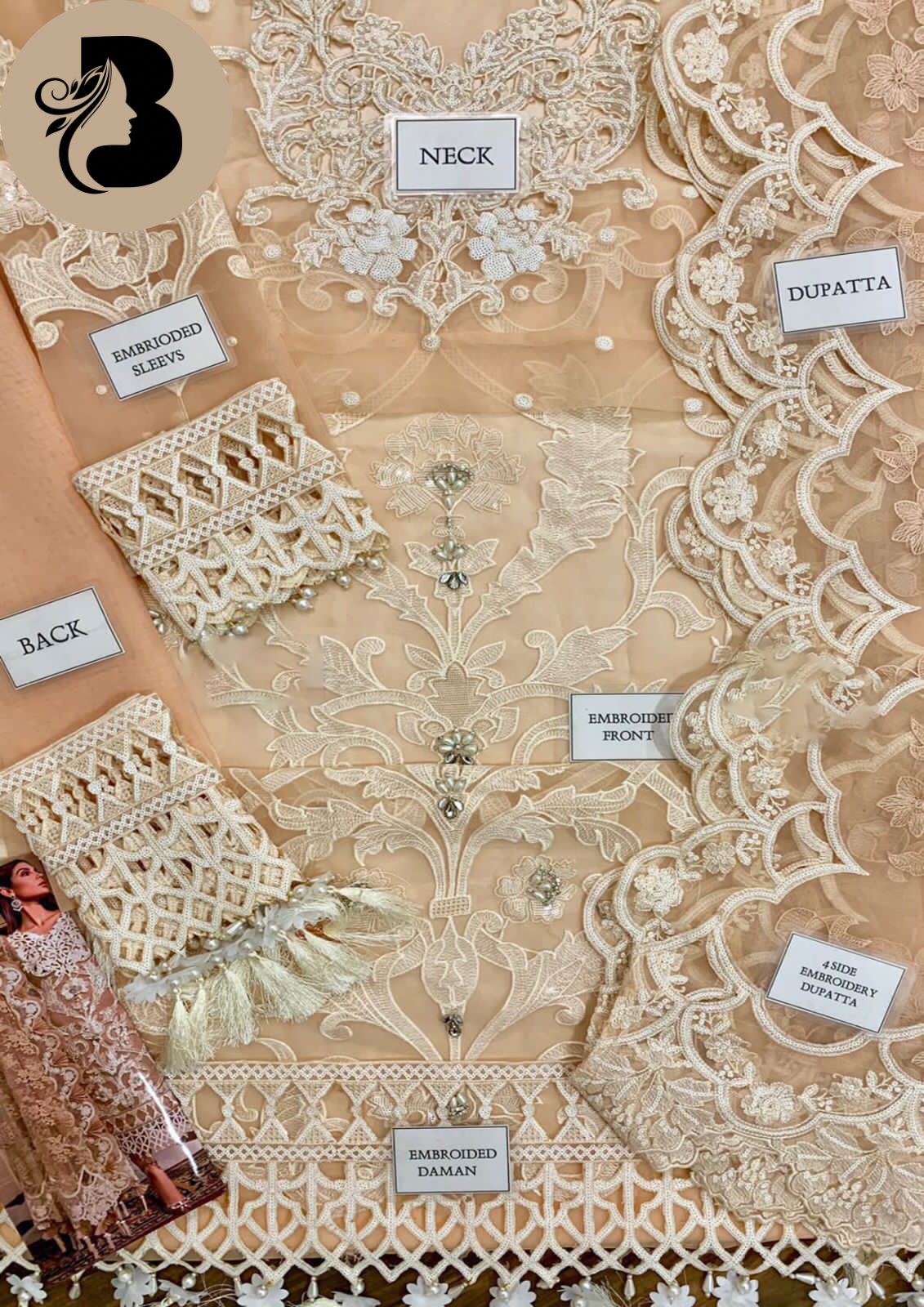 MARIA.B. - Unstitched Organze Embroidered 3 Piece