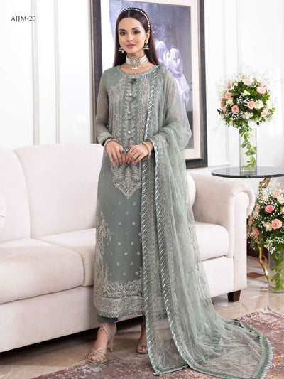 Asim jofa - Chiffon Embroidered 3 Piece Unstitched
