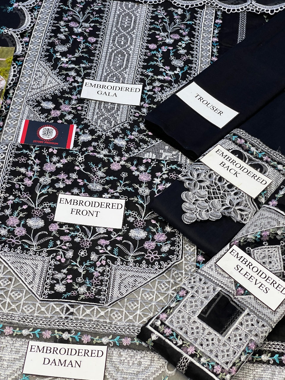 BIN ILYAS CROSS STICH LUXURY CHIKENKARI LAWN- 3 Piece Unstitched