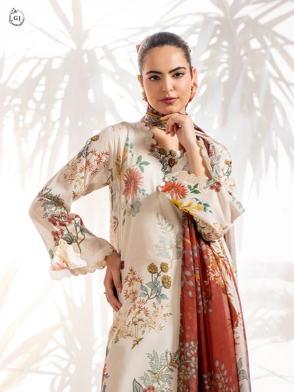 GJ Sunrise 3Pc unstitched ( Shirt Trouser & Dupatta )