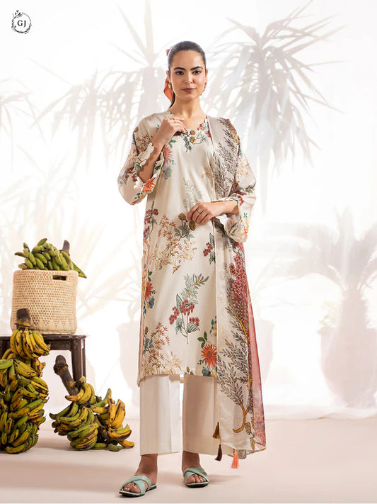 GJ Sunrise 3Pc unstitched ( Shirt Trouser & Dupatta )