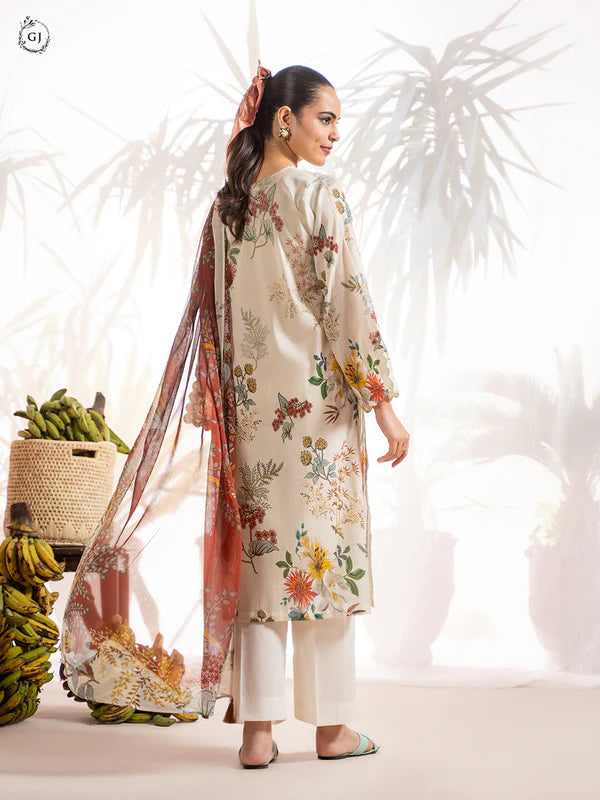 GJ Sunrise 3Pc unstitched ( Shirt Trouser & Dupatta )