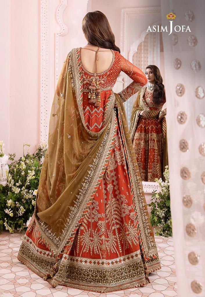 Asim jofa - Chiffon Frock with satin silk trouser
