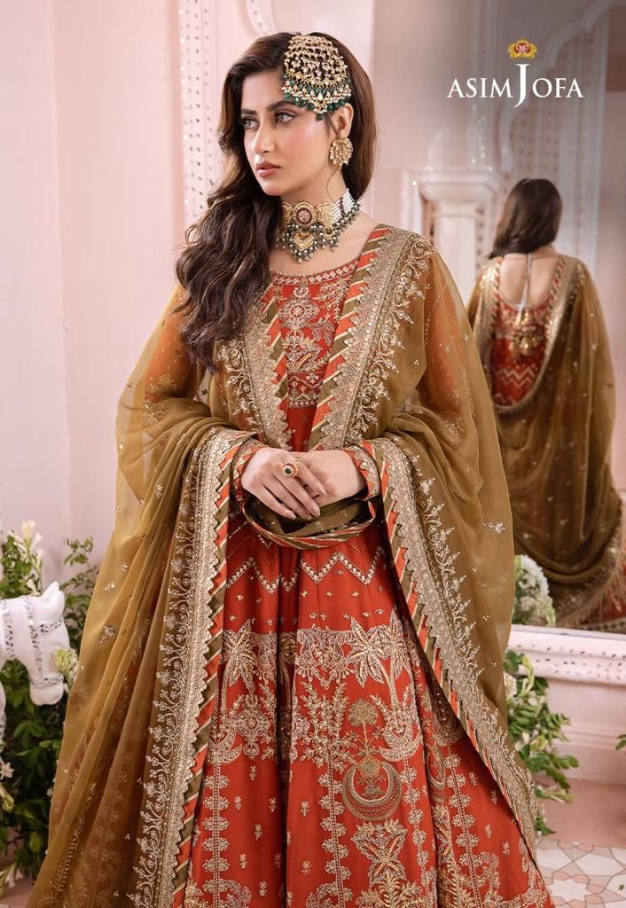 Asim jofa - Chiffon Frock with satin silk trouser