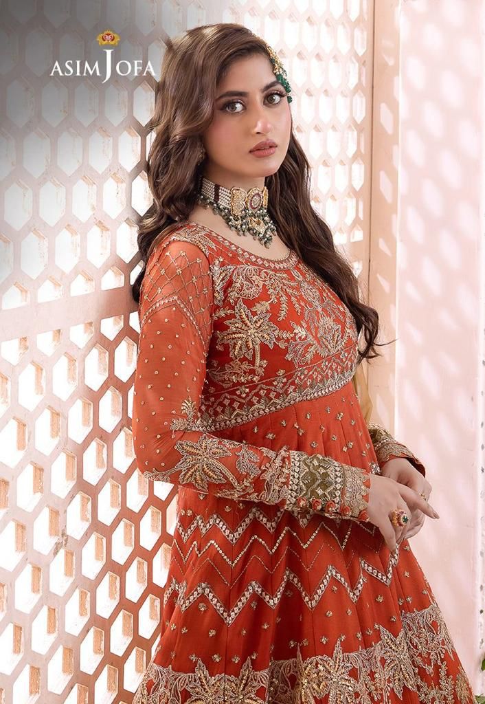 Asim jofa - Chiffon Frock with satin silk trouser