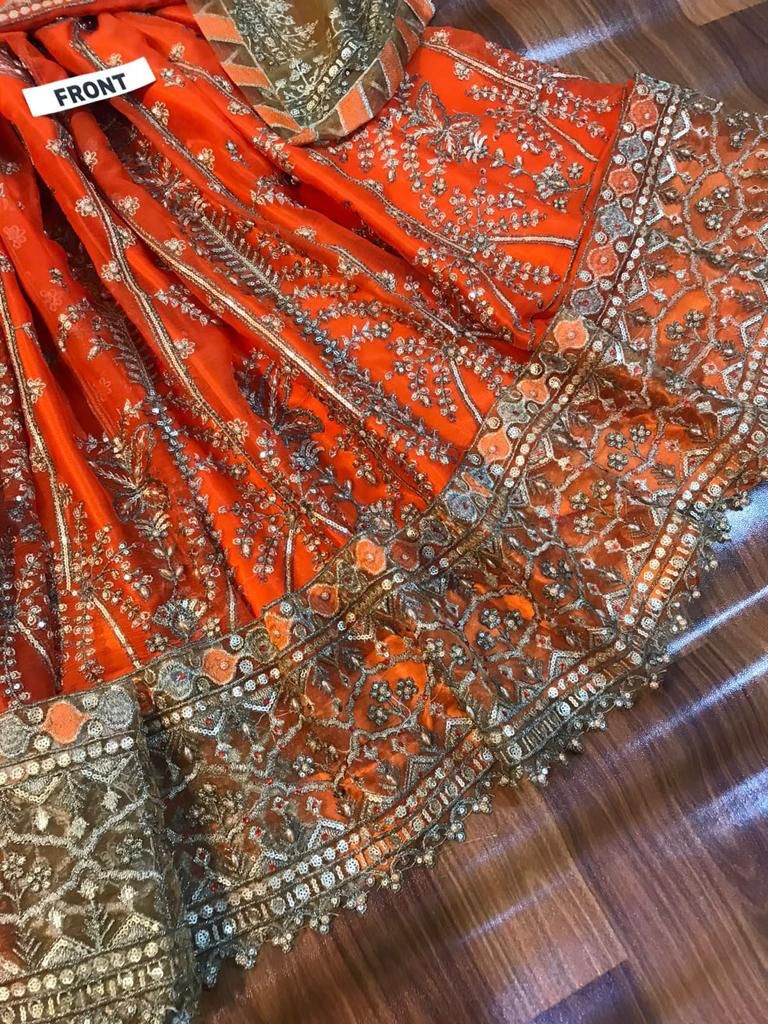 Asim jofa - Chiffon Frock with satin silk trouser