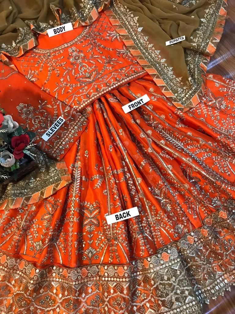 Asim jofa - Chiffon Frock with satin silk trouser