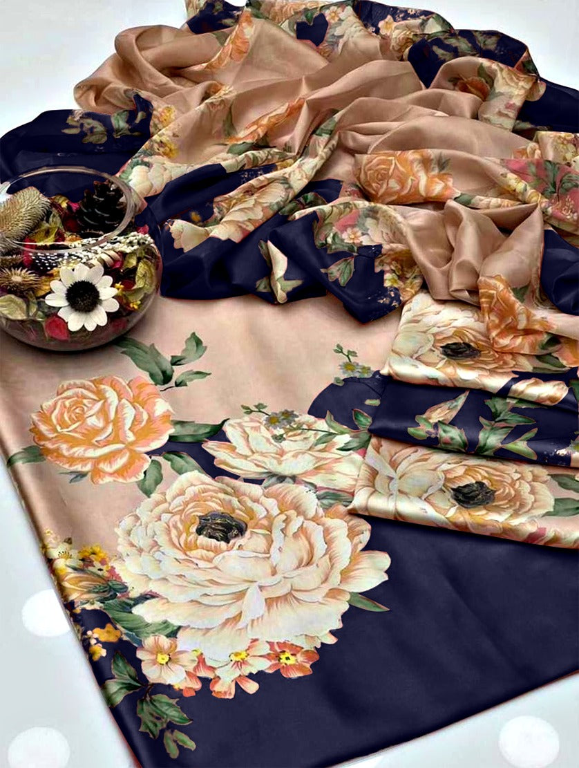 Floral Digital Printed - Unstitched 3 Piece Silk