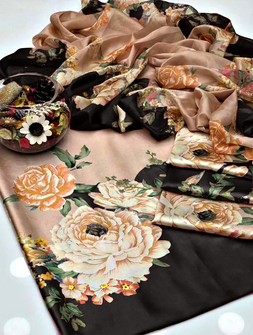Floral Digital Printed - Unstitched 3 Piece Silk