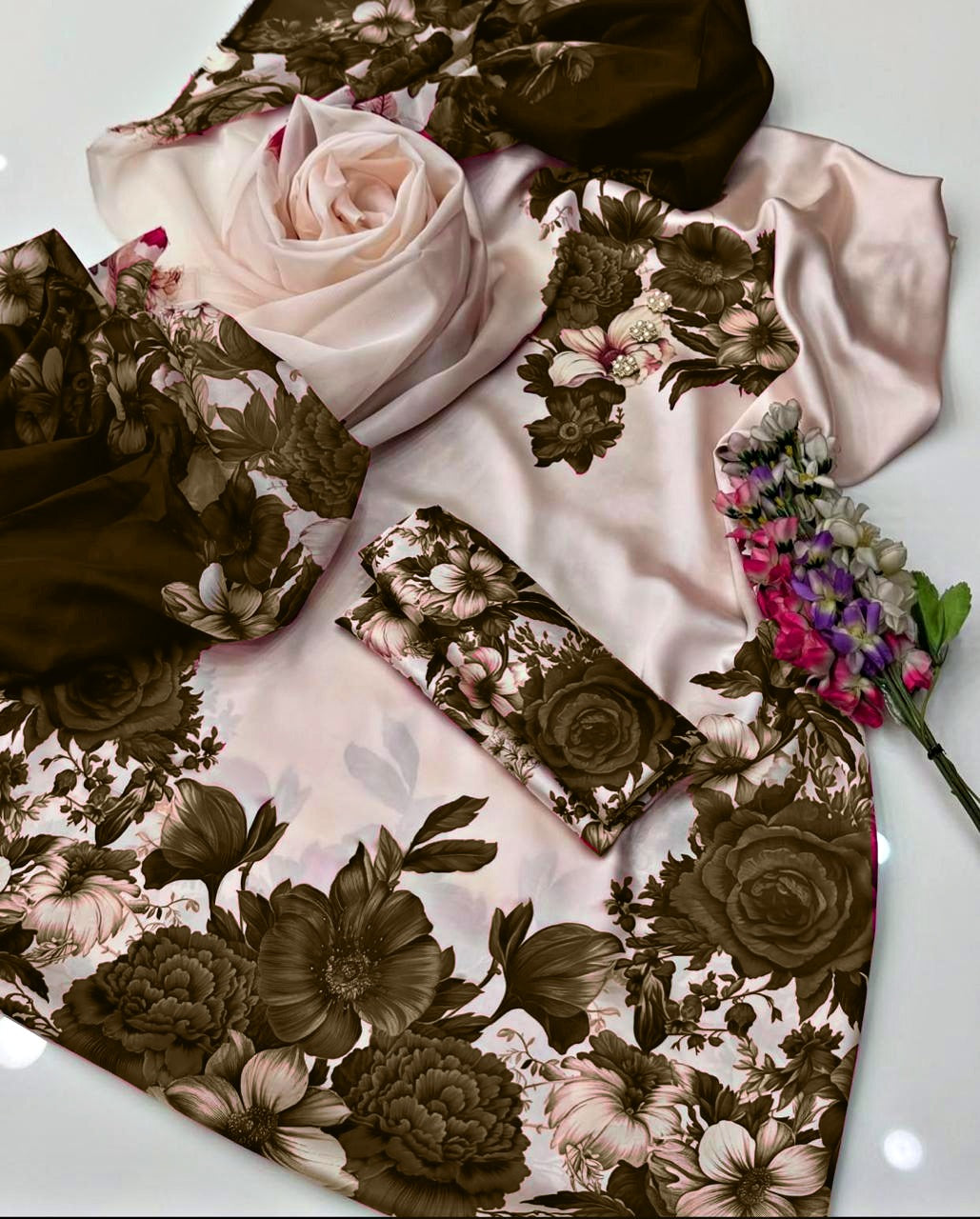 Floral Digital Printed - Unstitched 3 Piece Silk