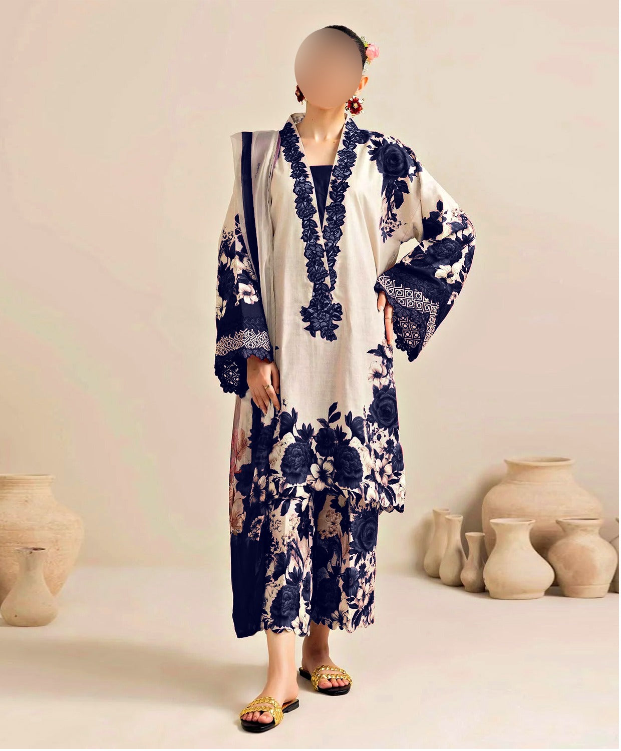 Floral Digital Printed - Unstitched 3 Piece Silk