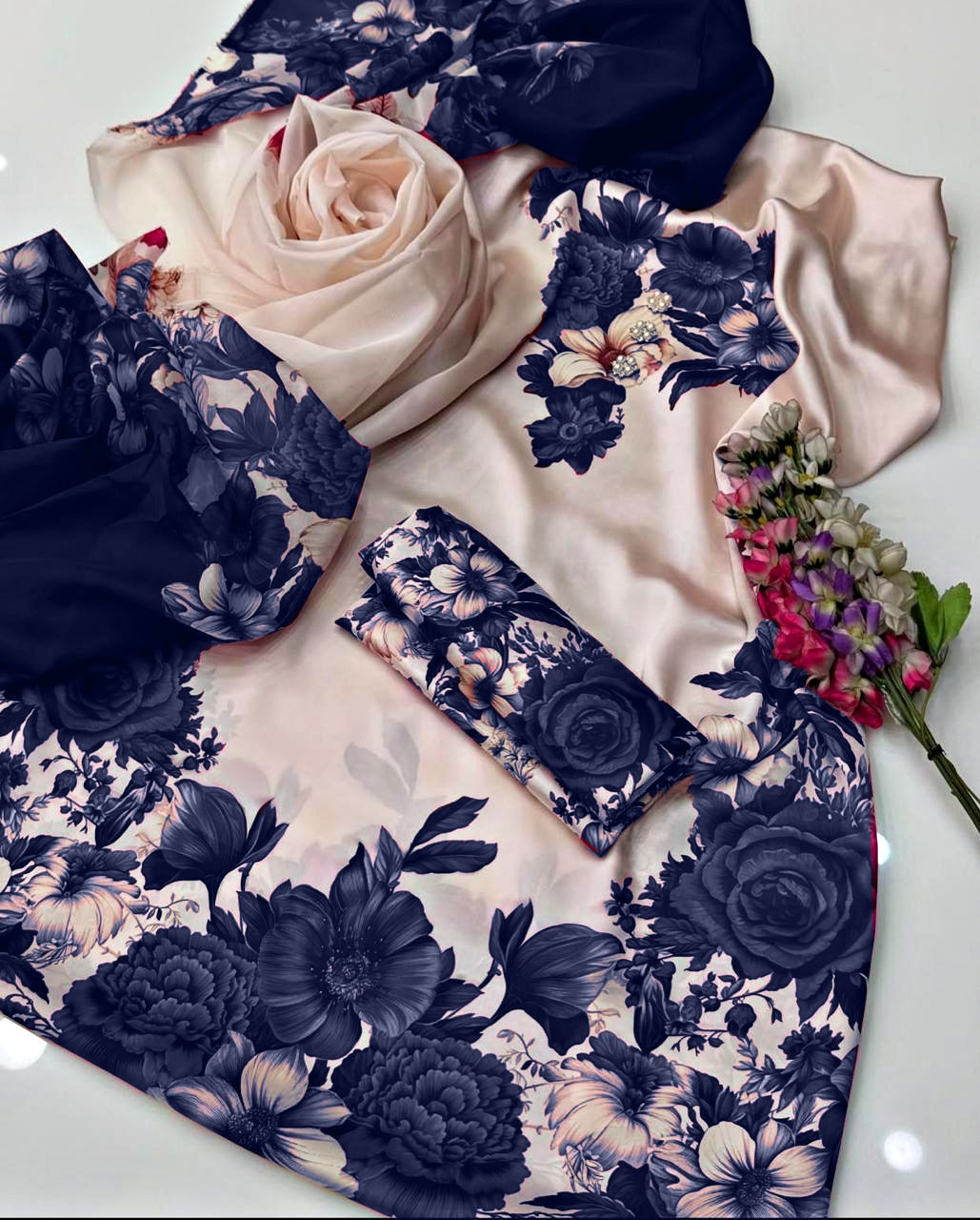 Floral Digital Printed - Unstitched 3 Piece Silk