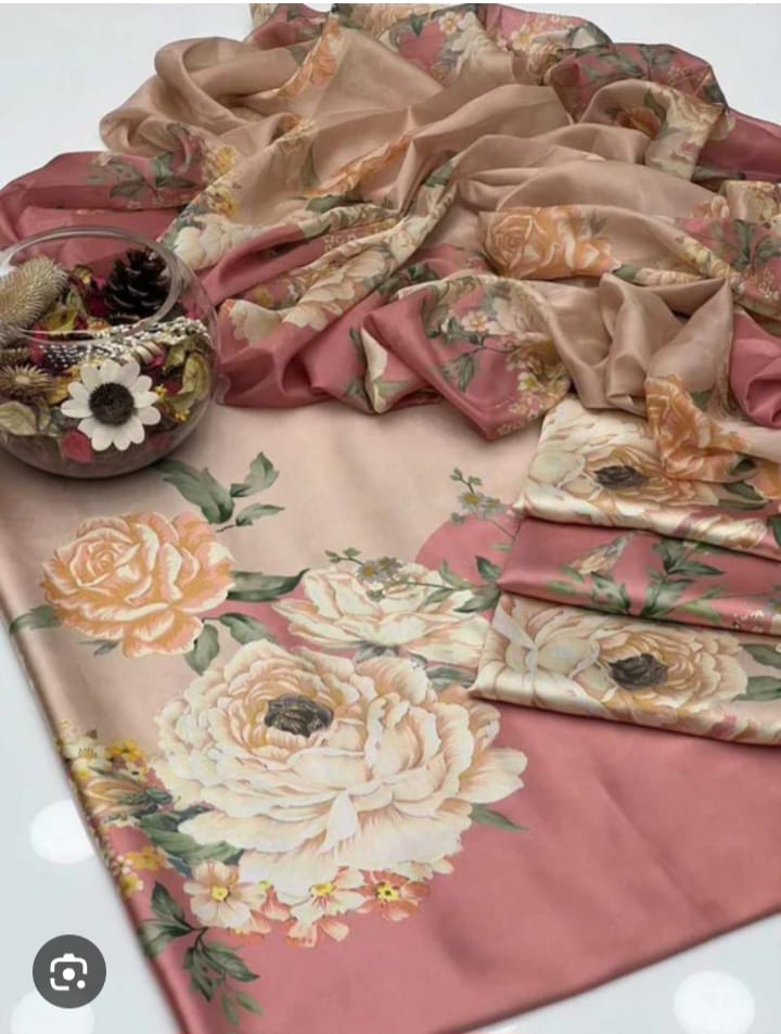 Floral Digital Printed - Unstitched 3 Piece Silk