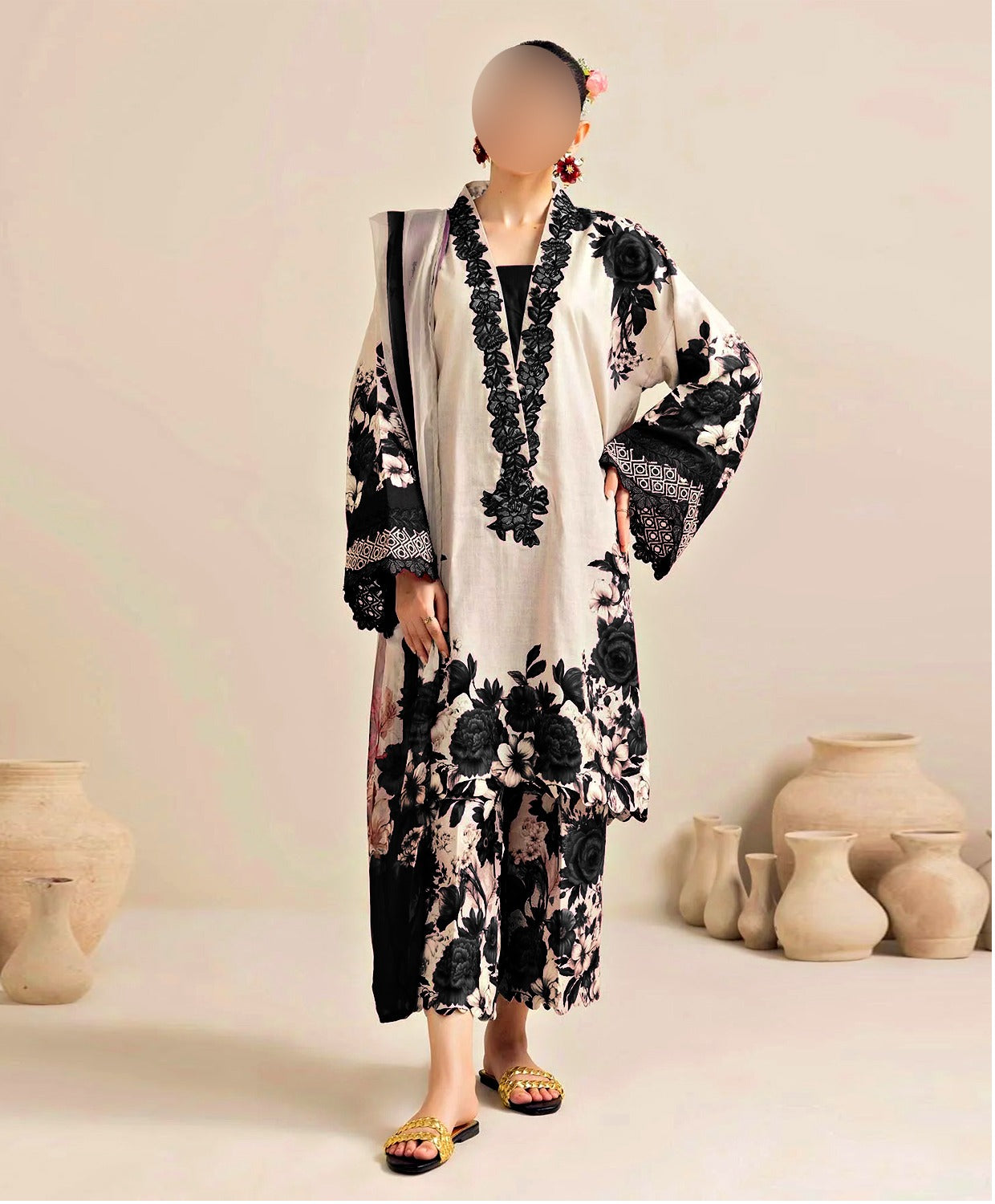 Floral Digital Printed - Unstitched 3 Piece Silk