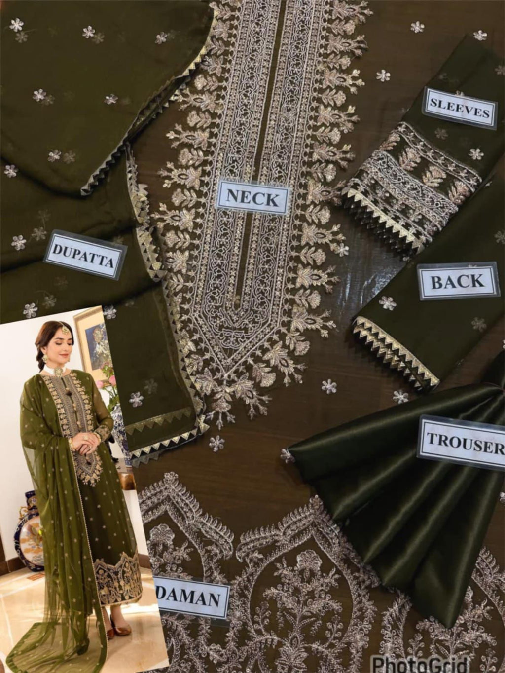 Asim jofa - Chiffon Embroidered 3 Piece Unstitched