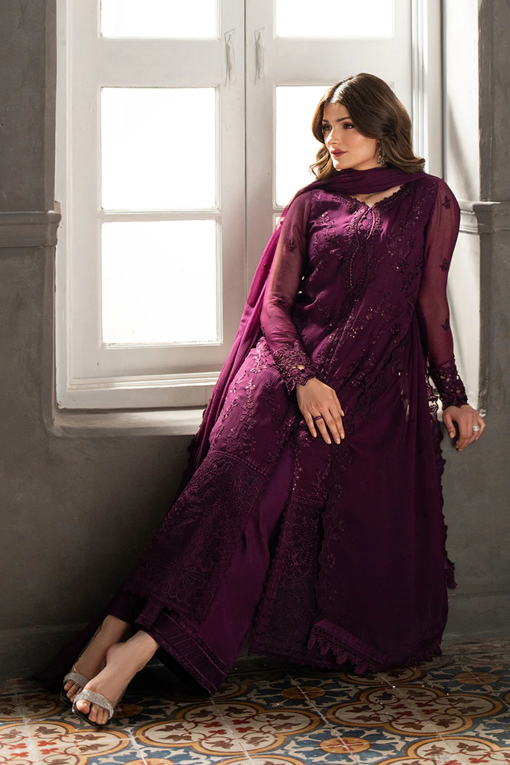 AZURE- Luxury Embroidered Chiffon 3PC Unstitched