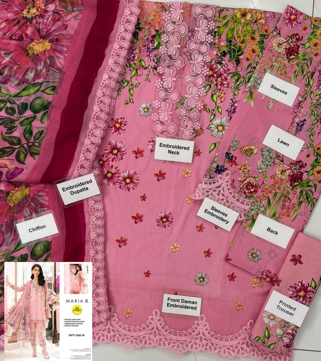 MARIA B. - 3 Piece Unstitched Embroidered Lawn Suit