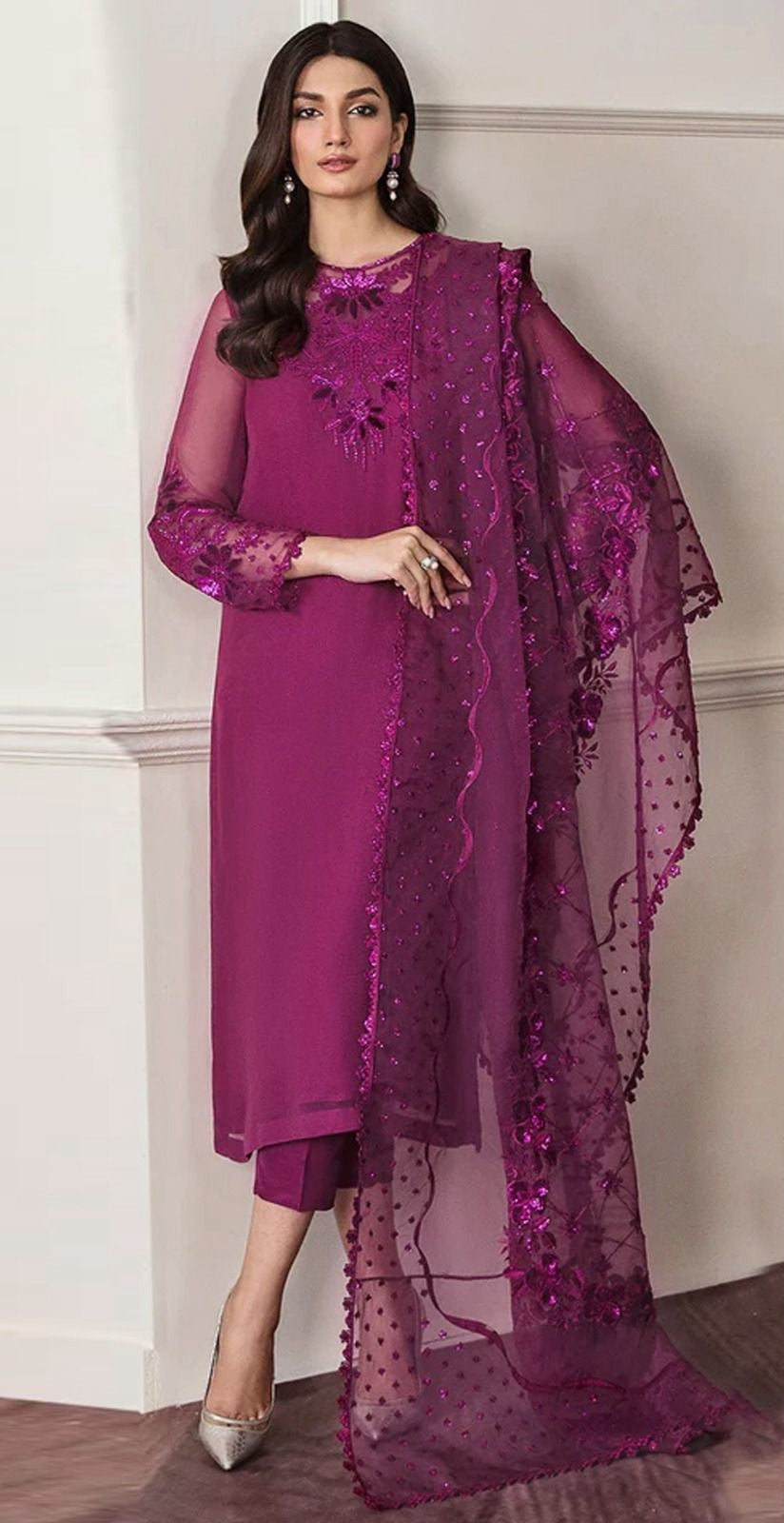 Baroque - Chiffon, Silk Embroidered 3 piece Unstitched