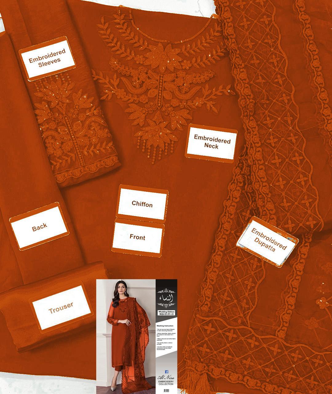 Baroque - Chiffon, Silk Embroidered 3 piece Unstitched