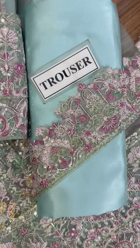 Kanwal Malik - Organza Suit with satin Silk Trouser