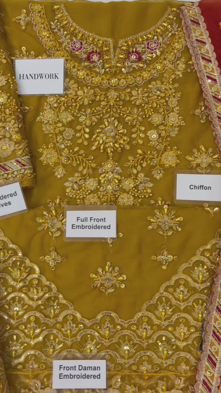 MARIA B. - Unstitched Mbroidered | Mustard BD-2707